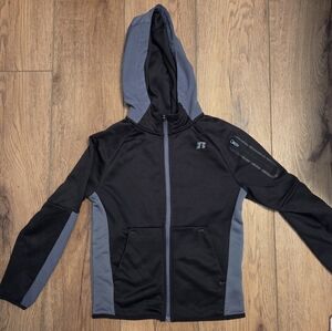 Russell Athletic Boys' Black & Gray Hooded Zip-Up Jacket